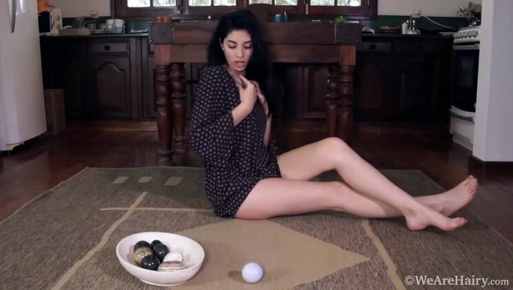 Ornella Masturbates with Rocks - Hairy Solo Action