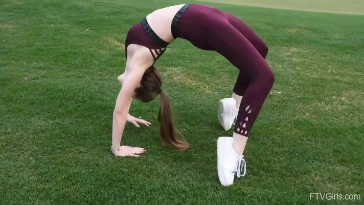 Playful Brunette Alone Outdoors