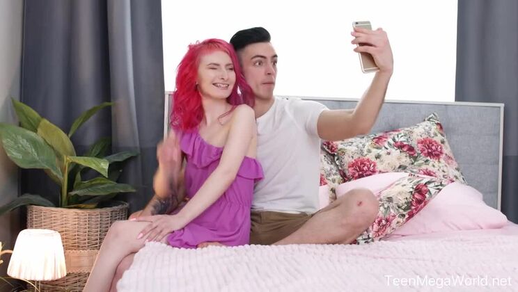 Pink-Haired Russian Teen's Pussy Licked by Alien Fox