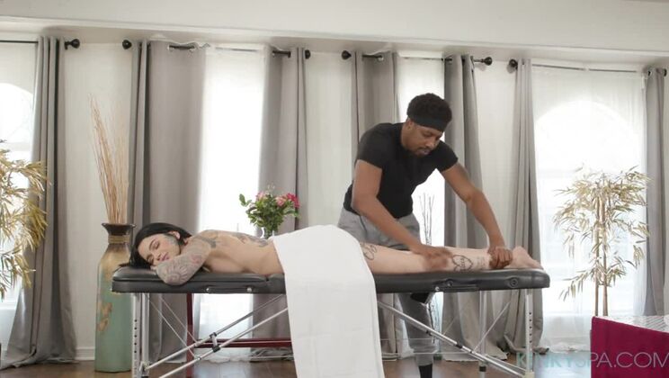 Leigh Raven Screams As Black Masseur Pounds Her Hard