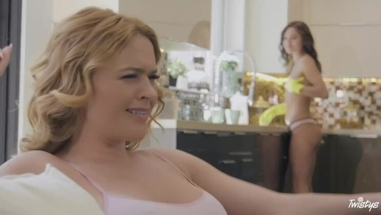 [MomKnowsBest] - Shaved Brunette Gets Fingers from Maid - Krissy Lynn - Zoe Bloom