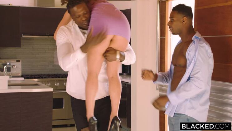 [BLACKED] - Lily Love Rides Two Cocks in a Reverse Cowgirl - Lily Love - Jax Slayher - Louie Smalls