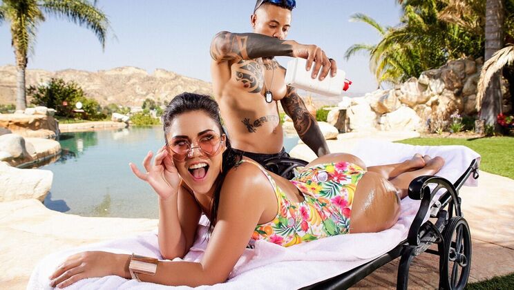 [MonsterCurves] - Asian Amateur Gets Fucked Poolside - Eddie Jaye - Monica Sage