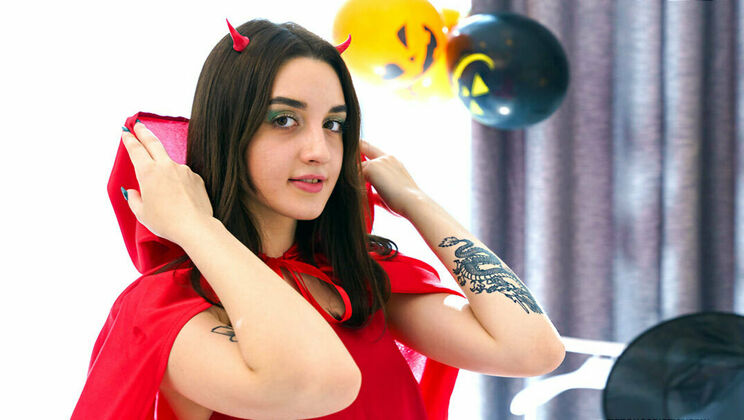 [ClubSweethearts] - Shaved Brunette Teen Eva Tender on Halloween - Eva Tender