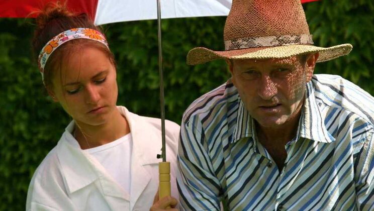 [Oldje] - Blonde Babe Sucks and Licks Balls Outdoors - Zetta - Jean