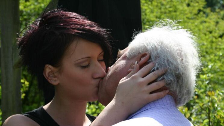 Old Man Fucks Young Tattooed Girl in Park
