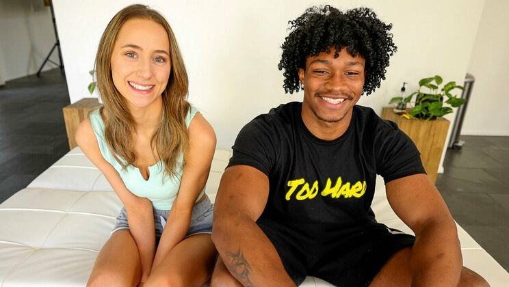 [HotGuysFuck] - Blonde Cutie Meets Big Black Cock in Interview - Madison Peach - Dennis Barkley