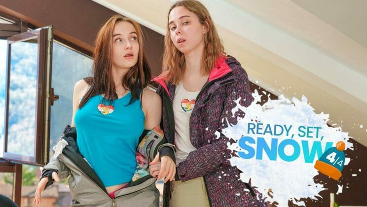 Shaved Pussies and Natural Tits in Snowy Fun