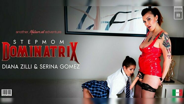 [Mature.nl] - Dominatrix Diana Zilli fucks stepdaughter Serina Gomez with strapon - lesbian pussy licking orgasm