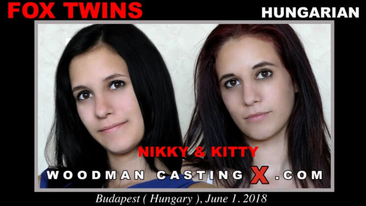 [WoodmanCasting] - Foxy Brunette Twins Reveal Their Strip - Fox Twins