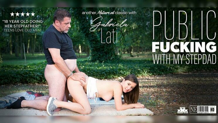[Mature.nl] - Old Man Fucks 18 Yr Old Gabriella Lati on Park Bench - Gabriella Lati - Philippe Soine