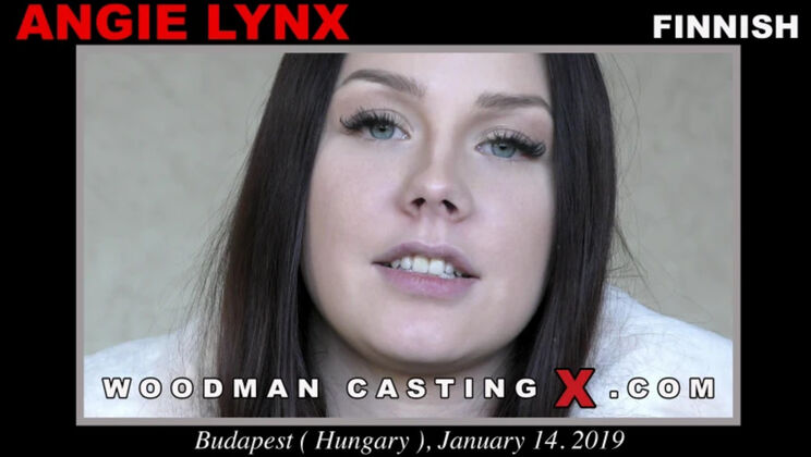 Brunette Angie Lynx tattoo anal casting