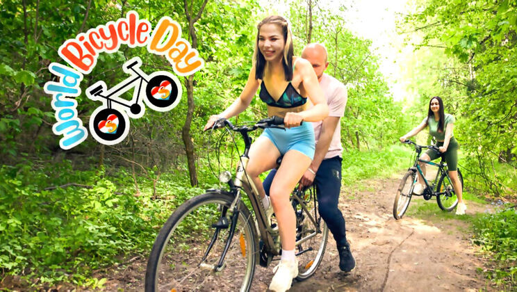 [ClubSweethearts] - Tattooed Brunette Gets Titty Fucked on Bicycle Day