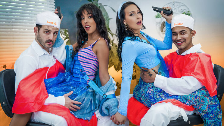 [SwappzSingles] - Old & Young Threesome - Hairy Pussy Mom Joins Daughter's Gangbang - Claire Black - Jade Greene - Tony Marzo - Arin Jones