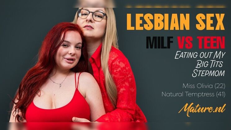 Redhead Teen Miss Olivia Dives Into Her Busty Blonde Stepmom's Wet Pussy